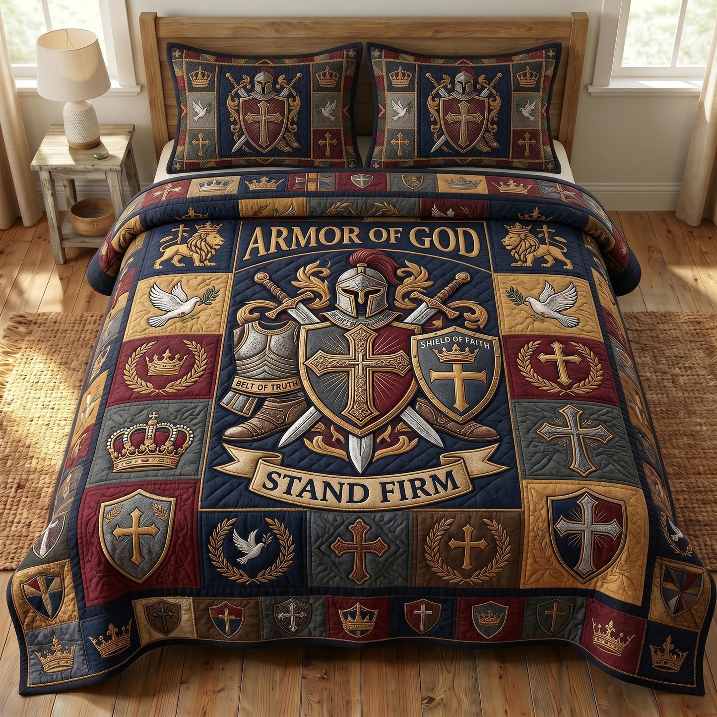 Armor Of God 3-Quilted Bedding Set GFTONMU562