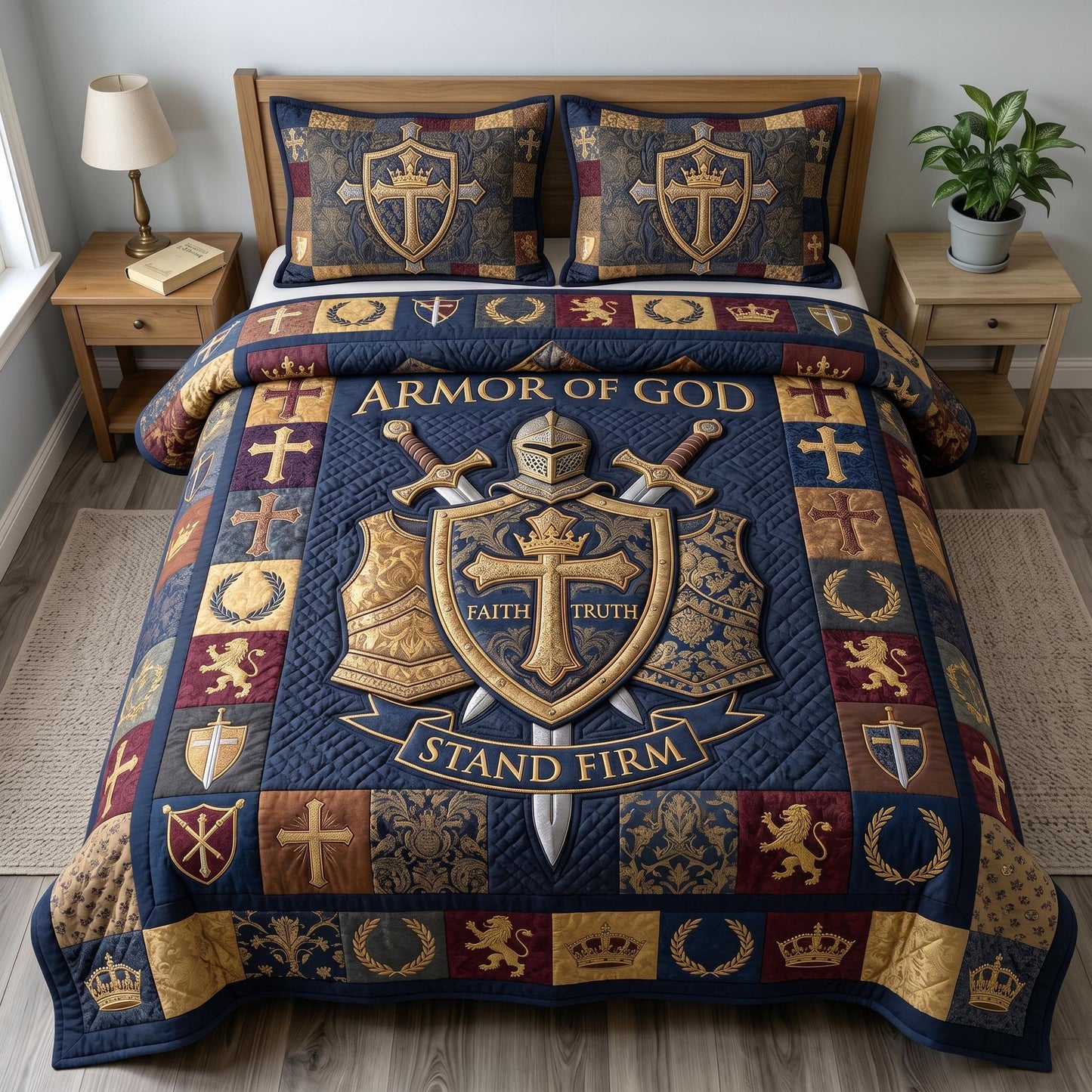 Armor Of God 3-Quilted Bedding Set GFTONMU564