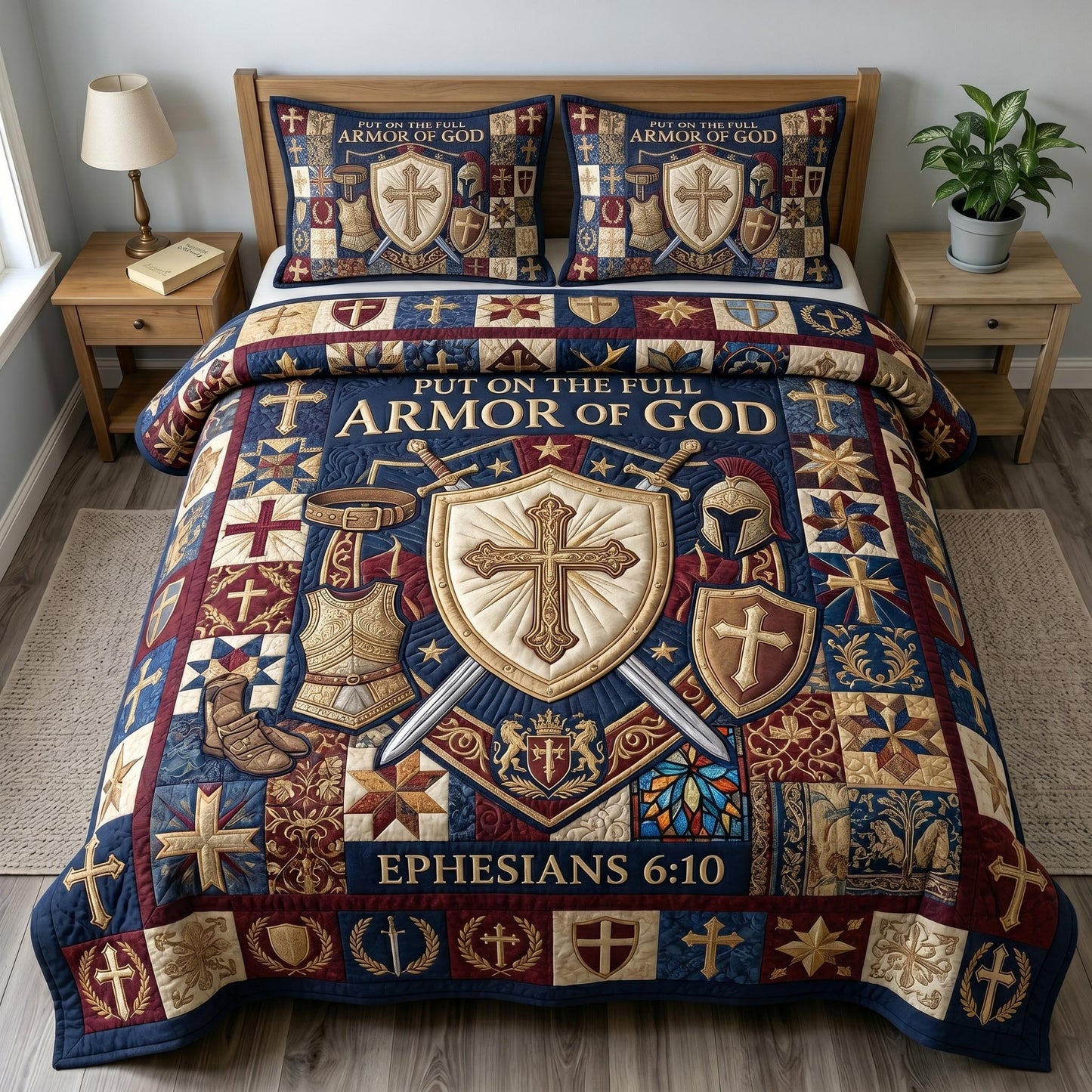 Armor Of God 3-Quilted Bedding Set GFTONMU565