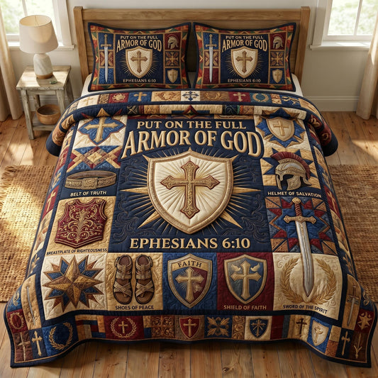 Armor Of God 3-Quilted Bedding Set GFTONMU566