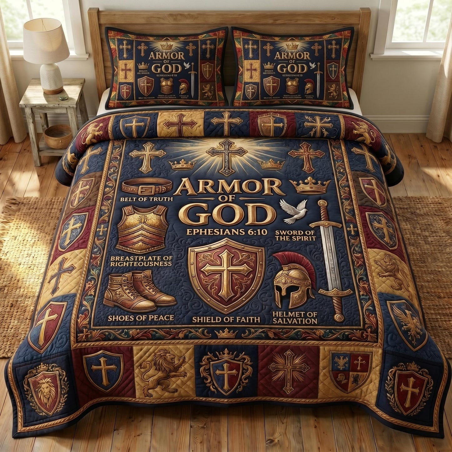Armor Of God 3-Quilted Bedding Set GFTONMU567
