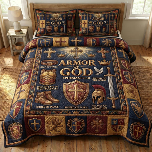 Armor Of God 3-Quilted Bedding Set GFTONMU567