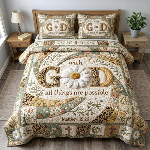 Floral Bible 3-Quilted Bedding Set GFTONMU570
