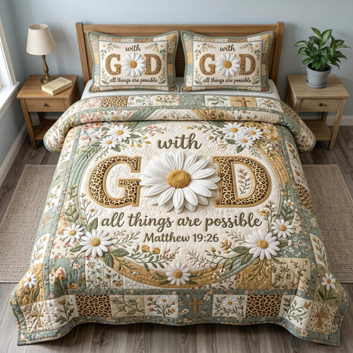 Floral Bible 3-Quilted Bedding Set GFTONMU571