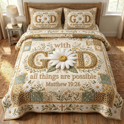 Floral Bible 3-Quilted Bedding Set GFTONMU572