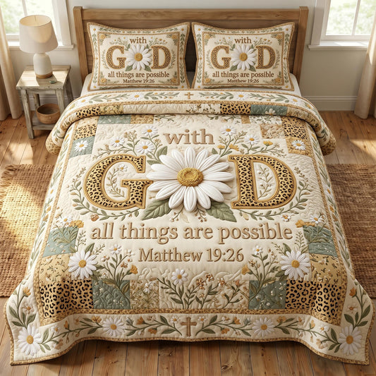 Floral Bible 3-Quilted Bedding Set GFTONMU572