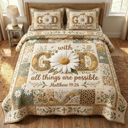 Floral Bible 3-Quilted Bedding Set GFTONMU573