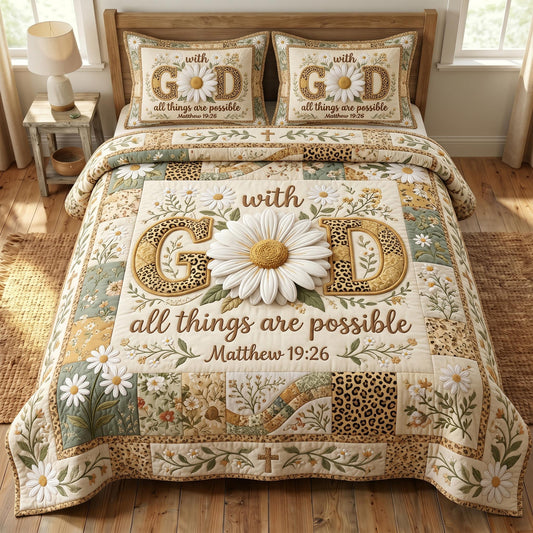 Floral Bible 3-Quilted Bedding Set GFTONMU573