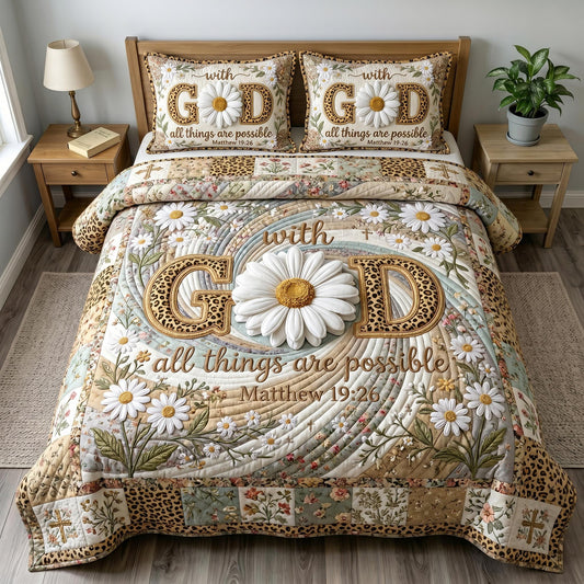 Floral Bible 3-Quilted Bedding Set GFTONMU574