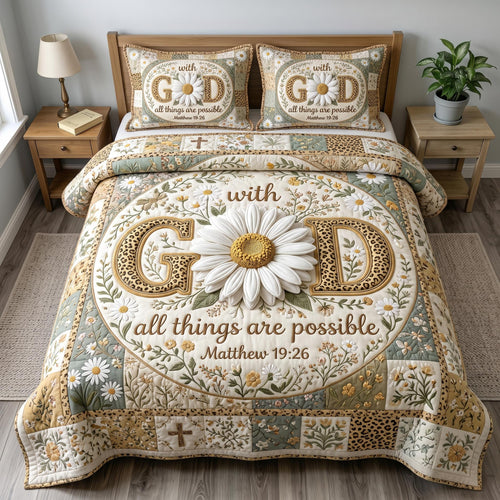 Floral Bible 3-Quilted Bedding Set GFTONMU575