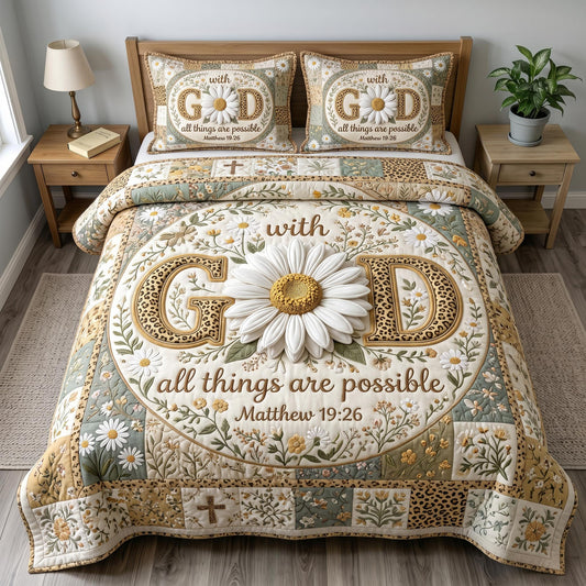 Floral Bible 3-Quilted Bedding Set GFTONMU575