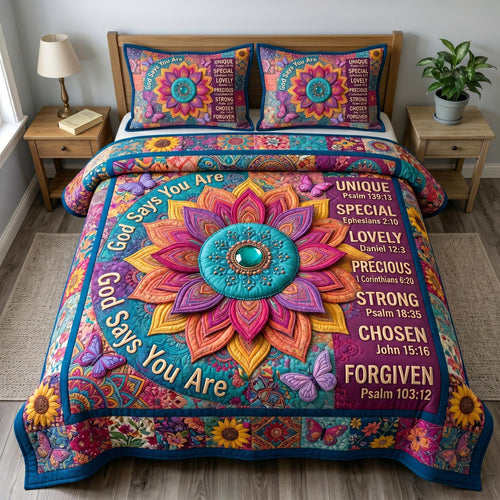 Floral Bible 3-Quilted Bedding Set GFTONMU578