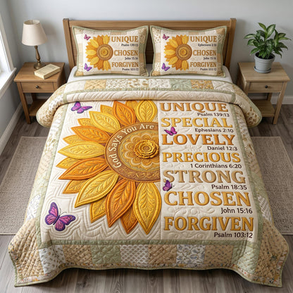 Floral Bible 3-Quilted Bedding Set GFTONMU579