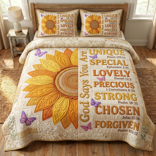 Floral Bible 3-Quilted Bedding Set GFTONMU580