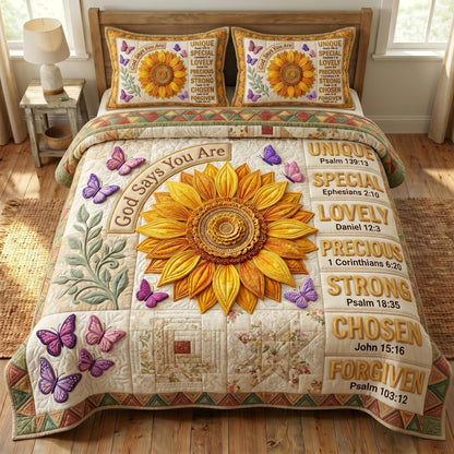 Floral Bible 3-Quilted Bedding Set GFTONMU581