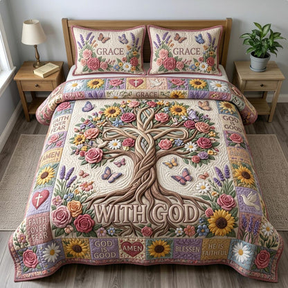 Floral Bible 3-Quilted Bedding Set GFTONMU582