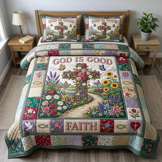 Floral Bible 3-Quilted Bedding Set GFTONMU583