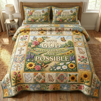 Floral Bible 3-Quilted Bedding Set GFTONMU584