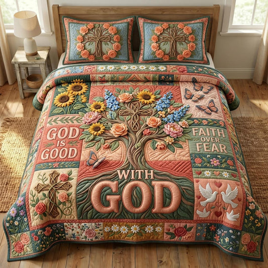 Floral Bible 3-Quilted Bedding Set GFTONMU585