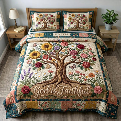 Floral Bible 3-Quilted Bedding Set GFTONMU586