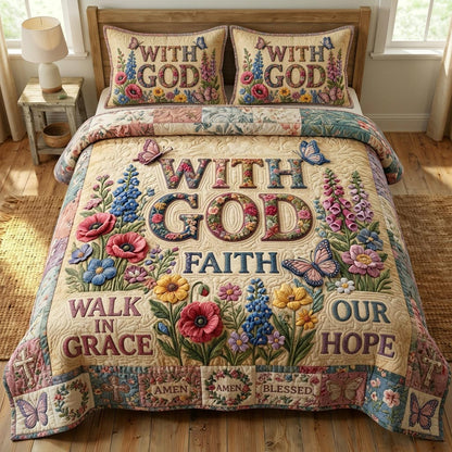 Floral Bible 3-Quilted Bedding Set GFTONMU587