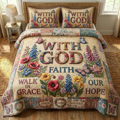 Floral Bible 3-Quilted Bedding Set GFTONMU587