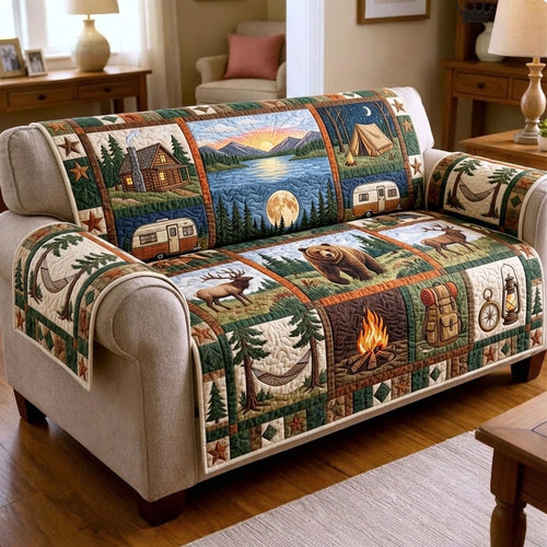 Camping Life Quilted Sofa Cover GFTONMU60