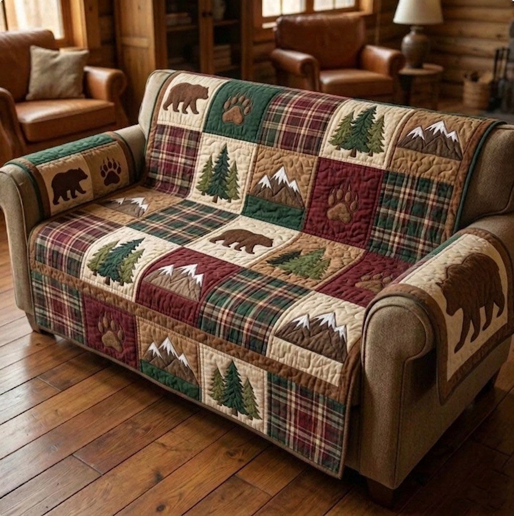 Camping Life Quilted Sofa Cover GFTONMU64