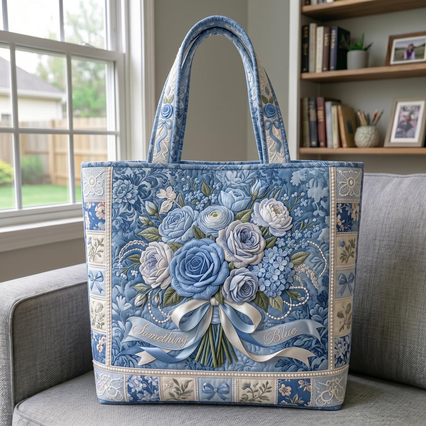 Something Blue Quilted Tote Bag GFTONMU645
