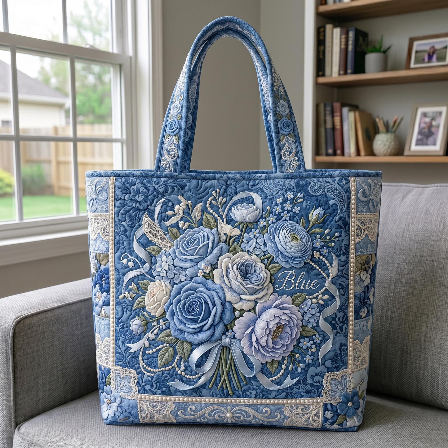 Something Blue Quilted Tote Bag GFTONMU648