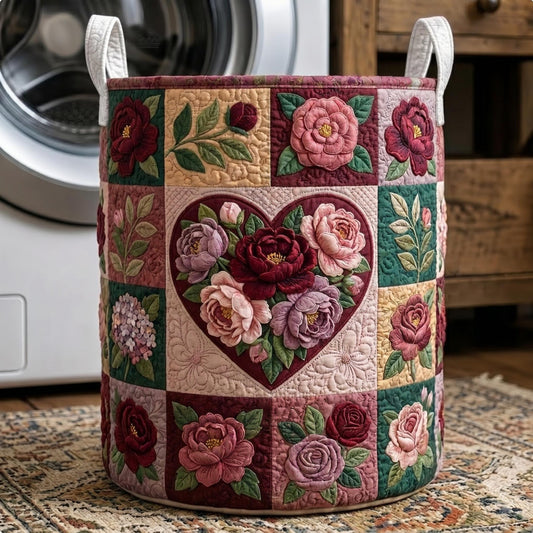 Flower Patchwork Quilted Laundry Basket GFTONMU706