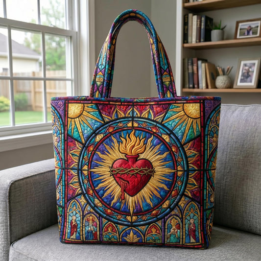 Sacred Heart Quilted Tote Bag GFTONMU736