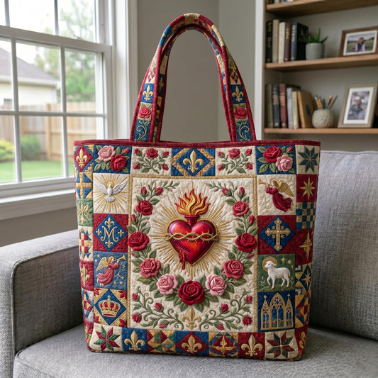 Sacred Heart Quilted Tote Bag GFTONMU737
