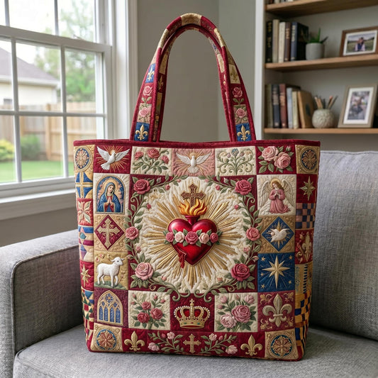 Sacred Heart Quilted Tote Bag GFTONMU738