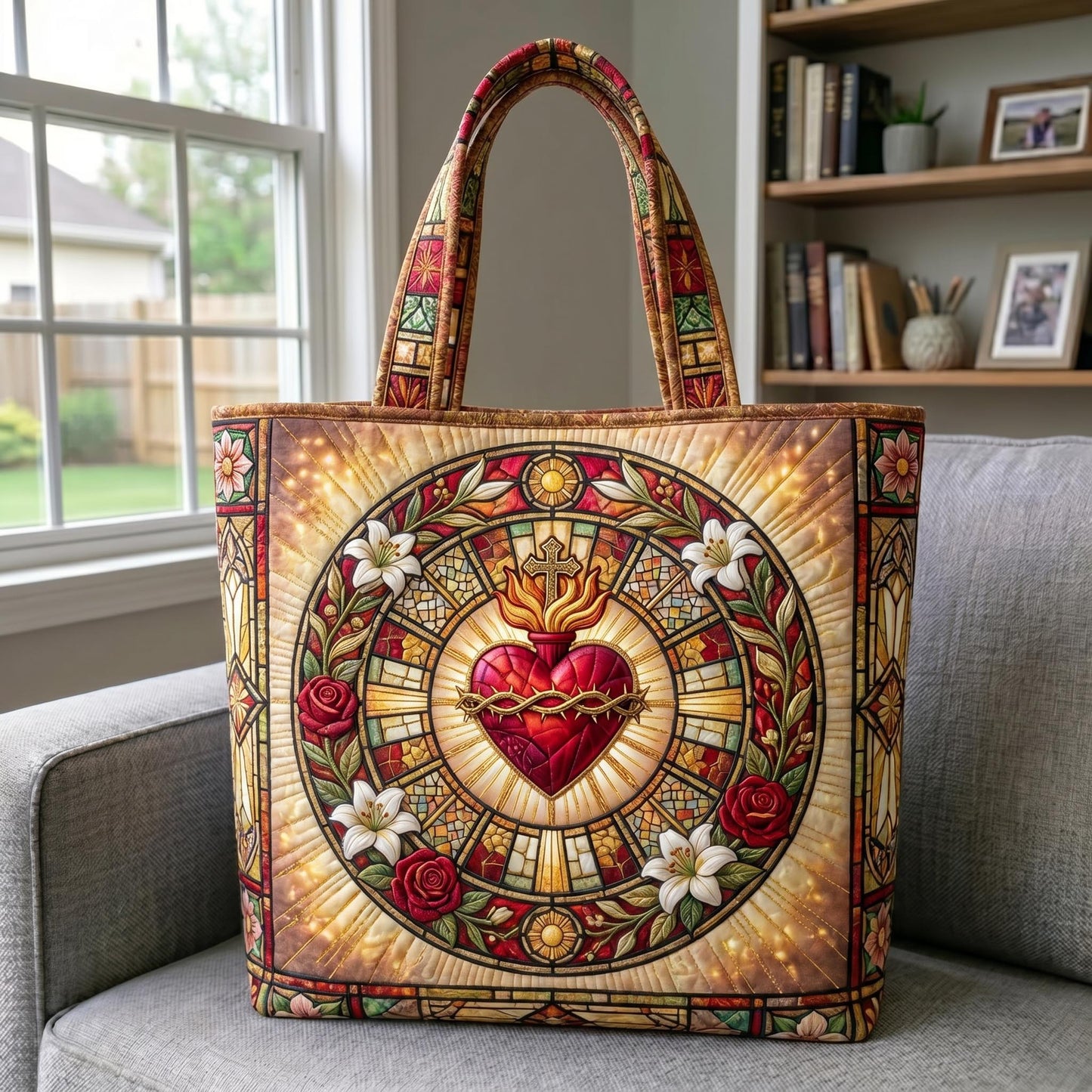 Sacred Heart Quilted Tote Bag GFTONMU739