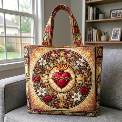 Sacred Heart Quilted Tote Bag GFTONMU739