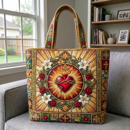 Sacred Heart Quilted Tote Bag GFTONMU740