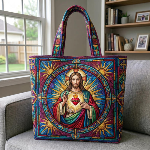 Sacred Heart Quilted Tote Bag GFTONMU741