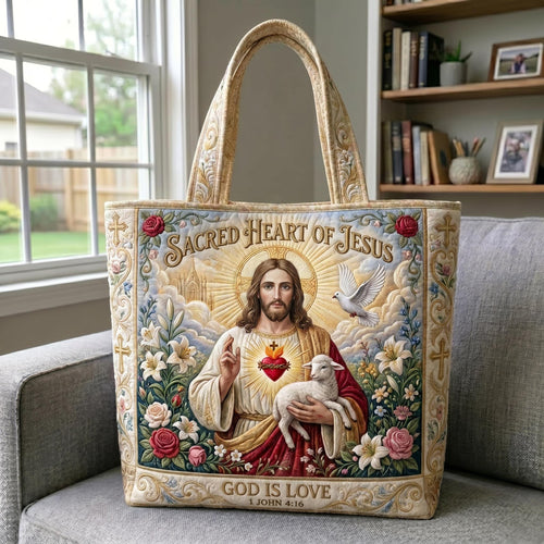 Sacred Heart Quilted Tote Bag GFTONMU742