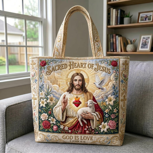 Sacred Heart Quilted Tote Bag GFTONMU742