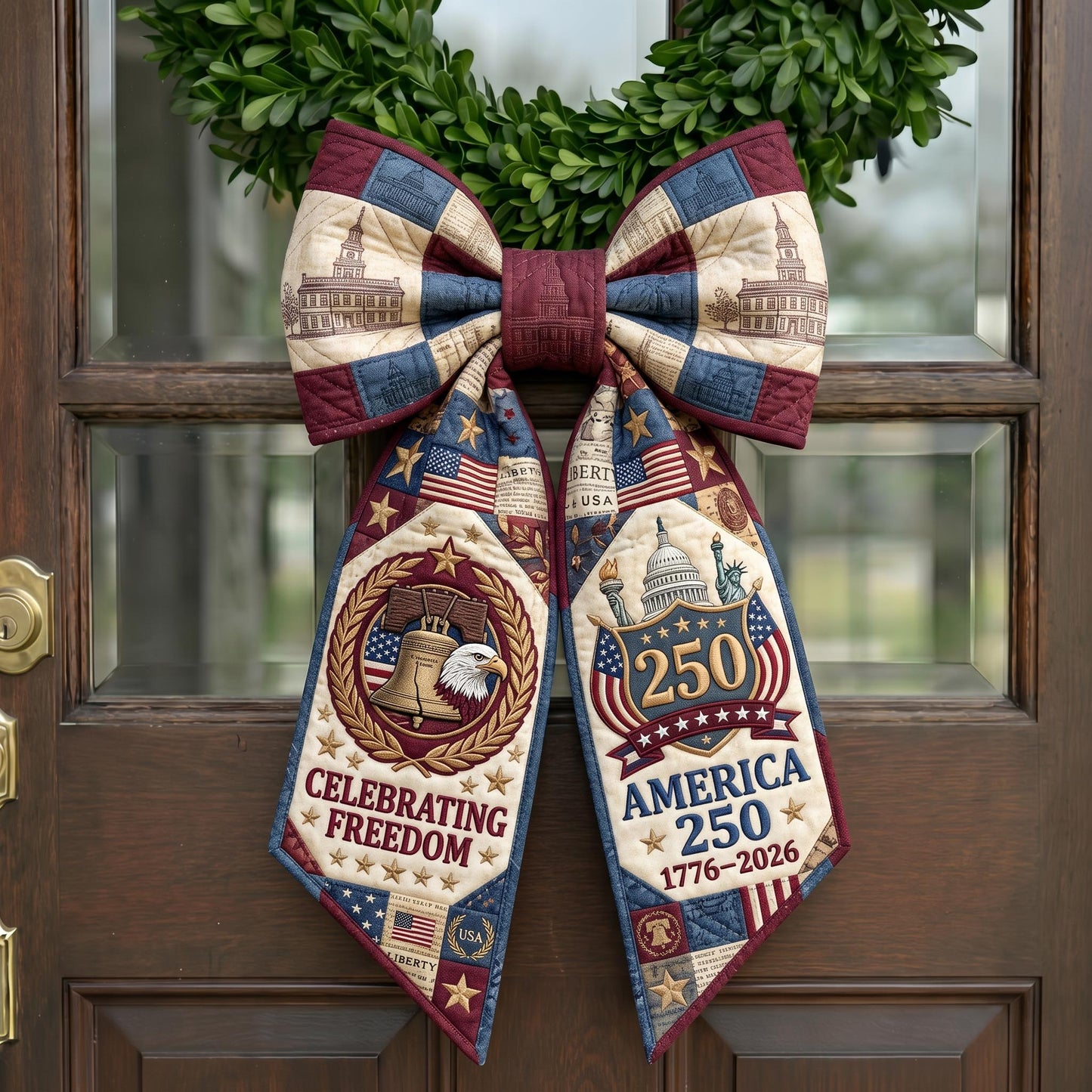 Heritage Patch Quilted Wreath Sash GFTONMU797