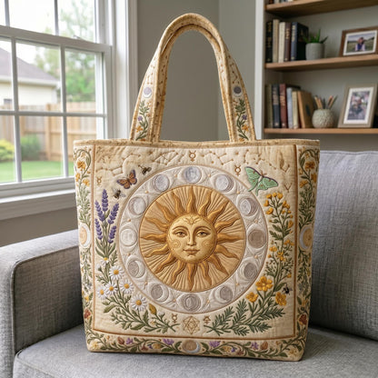 Celestial Sun Moon Quilted Tote Bag GFTONMU834