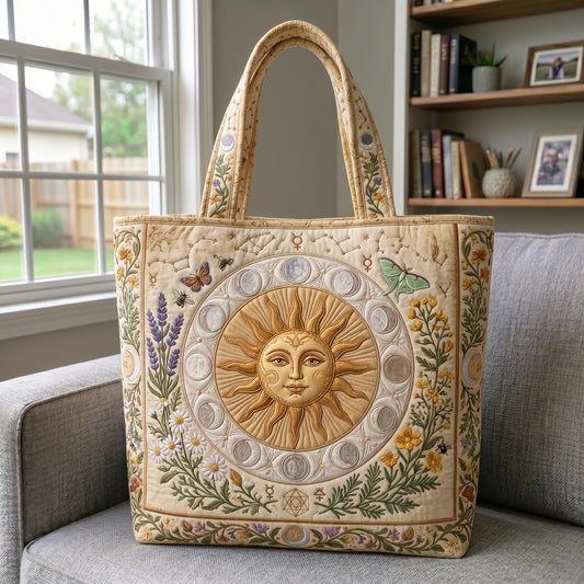 Celestial Sun Moon Quilted Tote Bag GFTONMU834