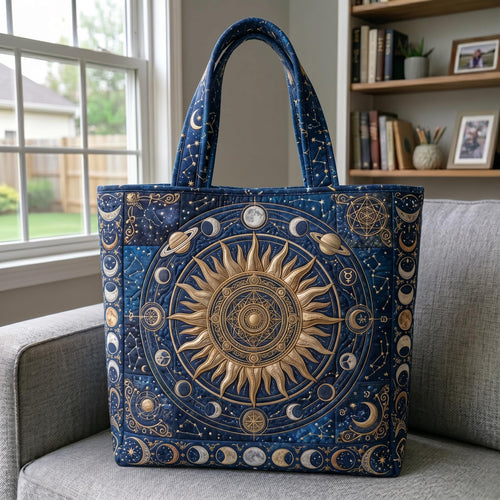 Celestial Sun Moon Quilted Tote Bag GFTONMU837