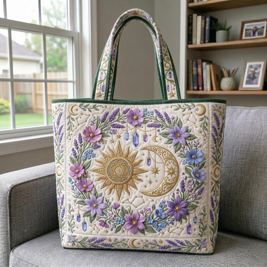 Celestial Sun Moon Quilted Tote Bag GFTONMU839