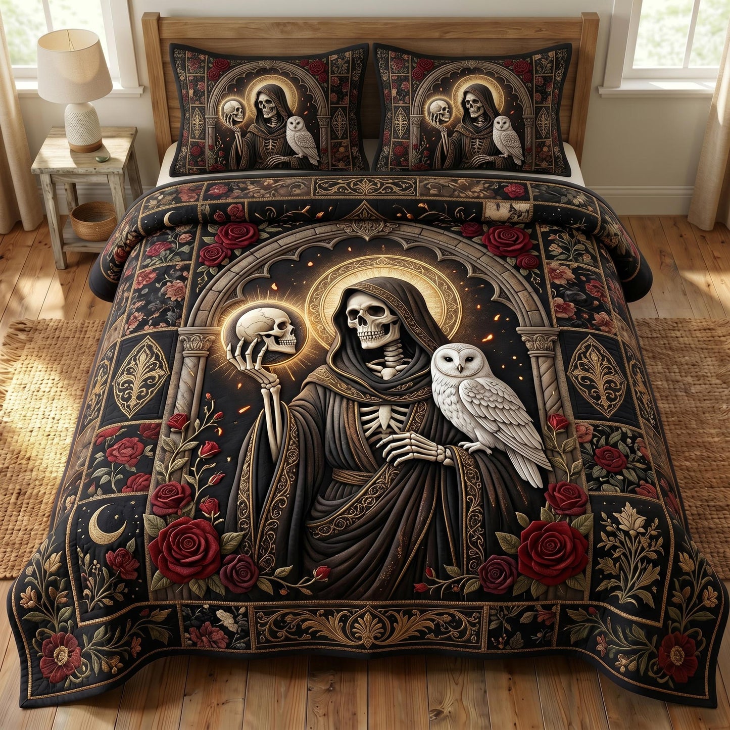 Santa Muerte 3-Piece Quilted Bedding Set GFTONMU863