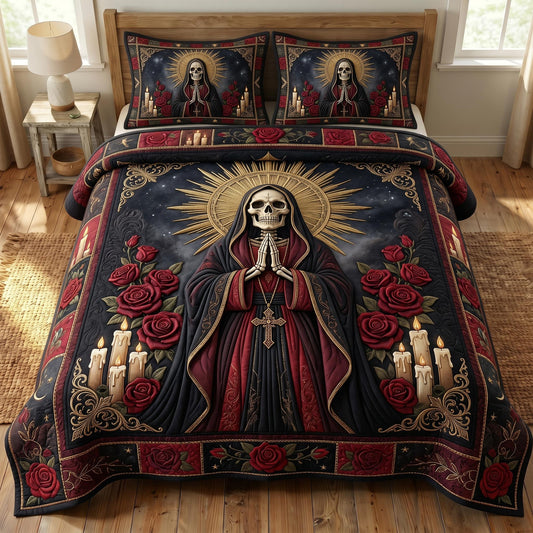 Santa Muerte 3-Piece Quilted Bedding Set GFTONMU865