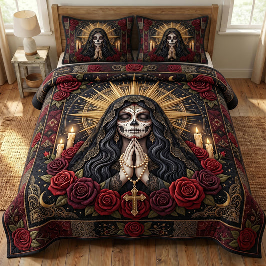 Santa Muerte 3-Piece Quilted Bedding Set GFTONMU867
