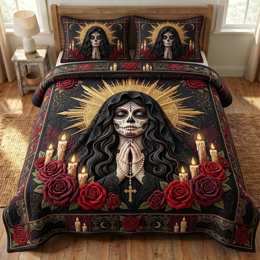 Santa Muerte 3-Piece Quilted Bedding Set GFTONMU868