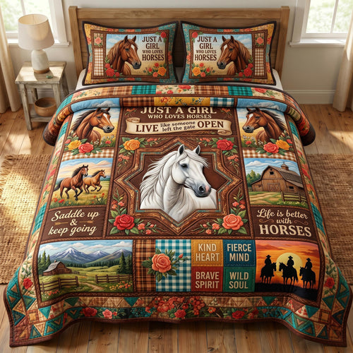 Farmhouse Horse 3-Piece Quilted Bedding Set GFTONMU900